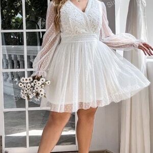 shein 1xl plus size women’s summer new solid v neck long sleeve dress